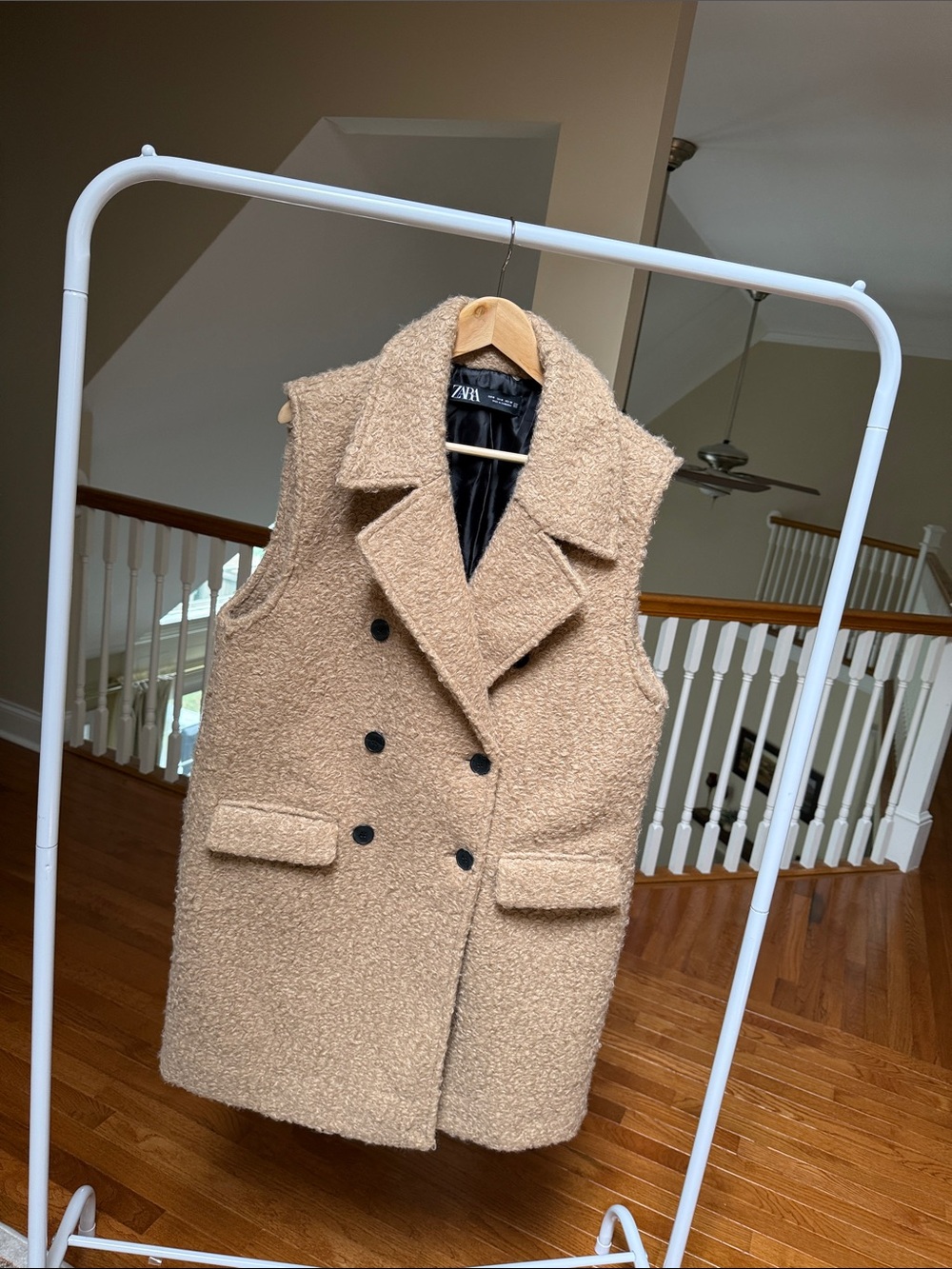 ZARA boucle sleeveless coat vest - Picture 3 of 7